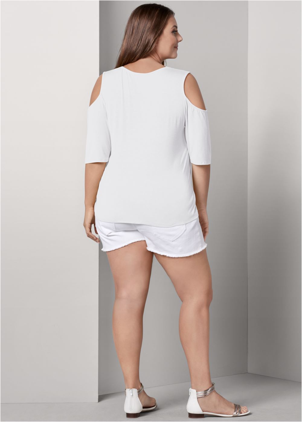 Venus White Strappy Cold-Shoulder Top