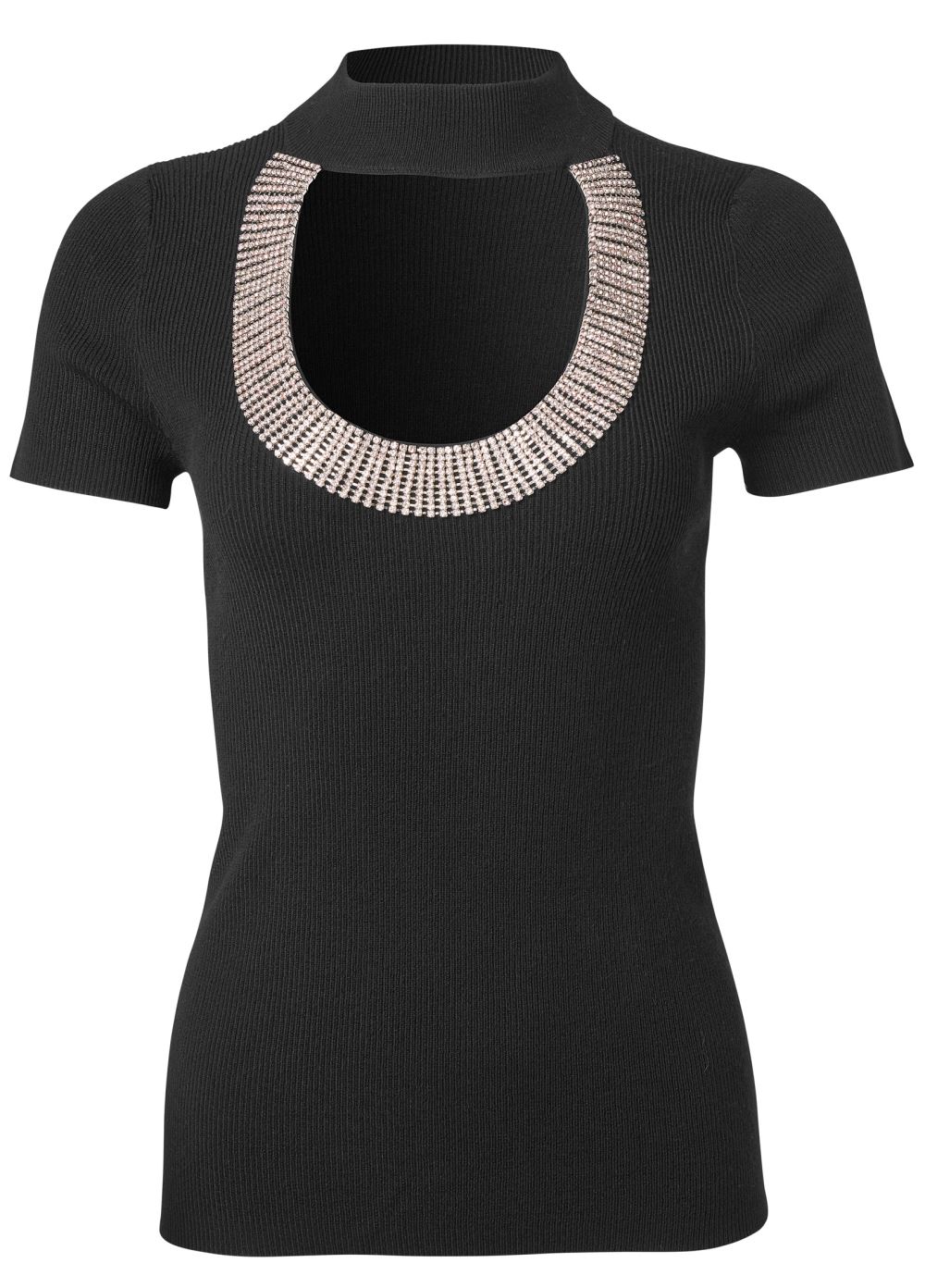 Venus Plus Size Rhinestone Trim Sweater in Black