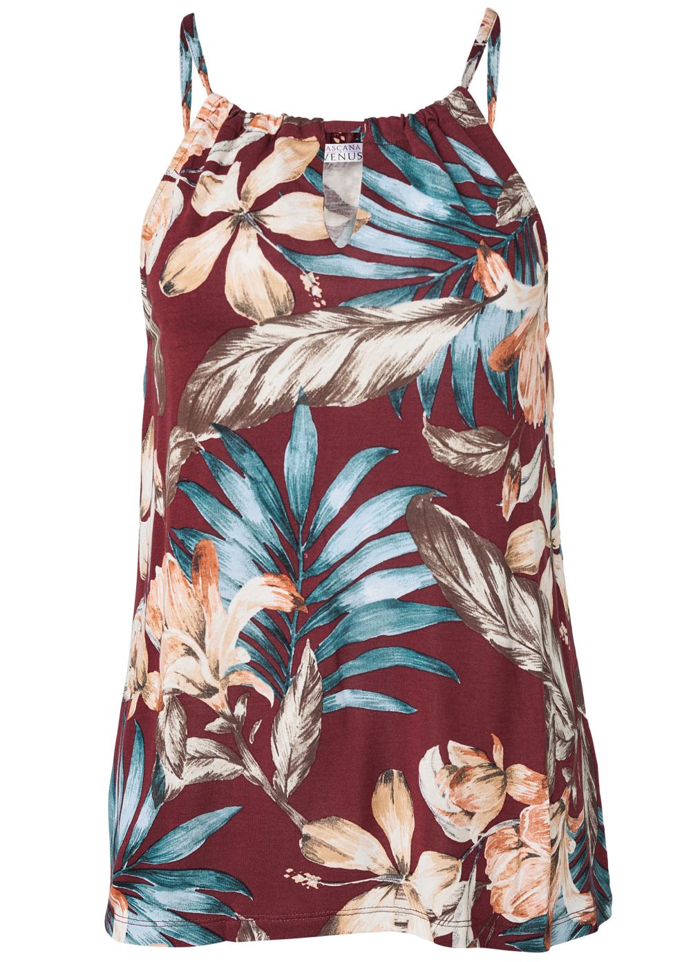 Venus Plus Size Floral Print Keyhole Top