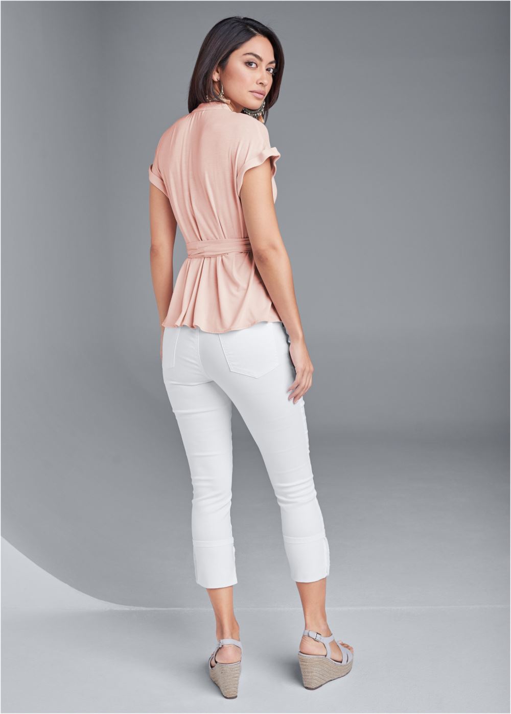 Venus Plus Size Tie Waist Surplice Top