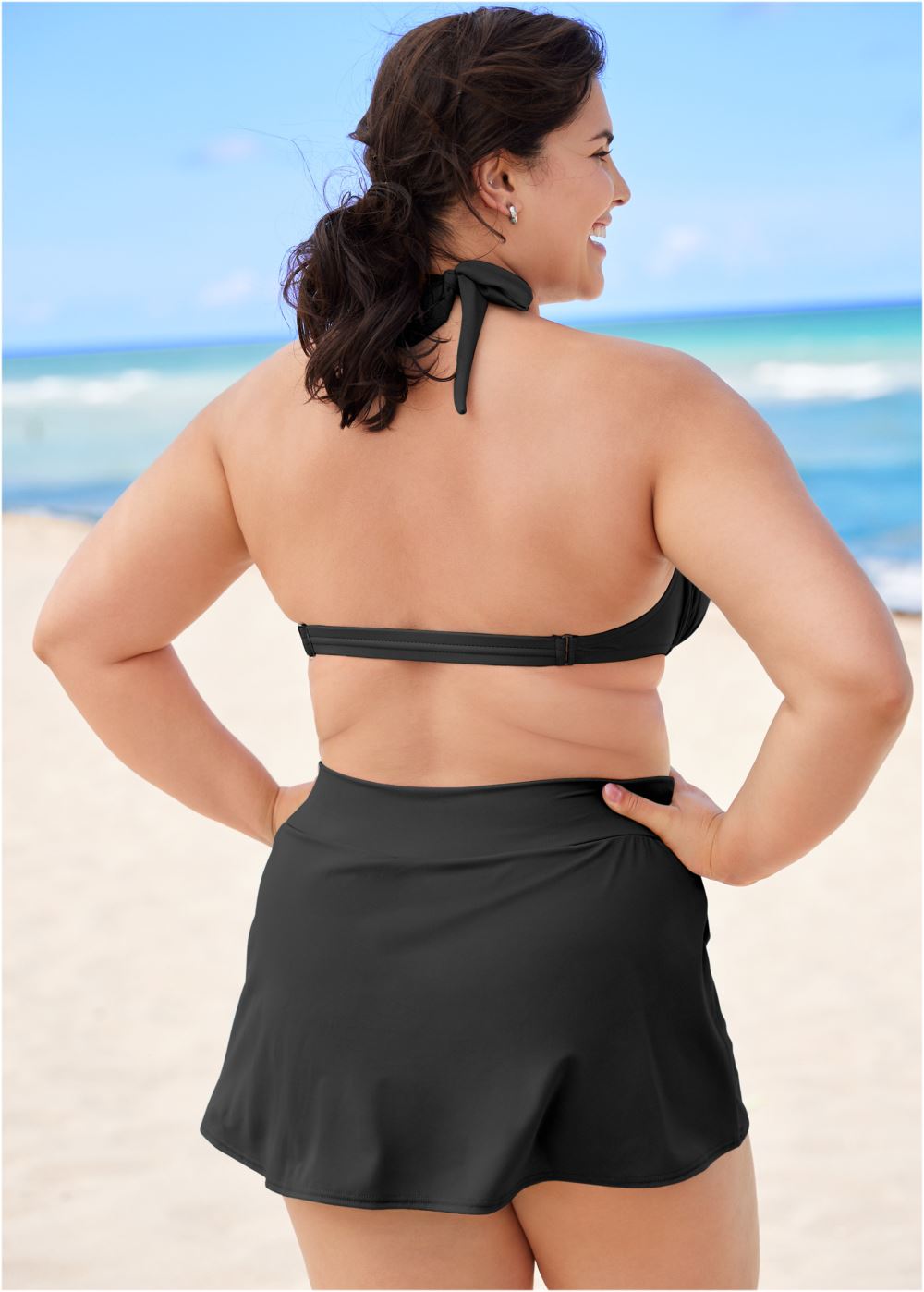 Venus Plus Size Marilyn Underwire Push-Up Halter Top Bikini - Black Beauty