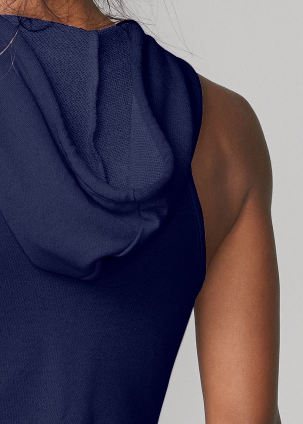 Venus Plus Size Hooded Detail Dress in Navy Multi
