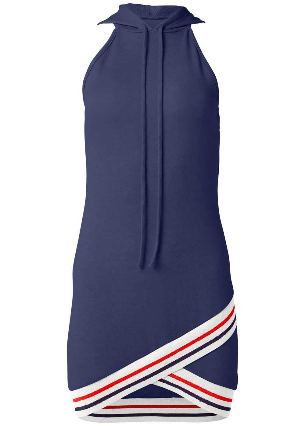 Venus Plus Size Hooded Detail Dress in Navy Multi