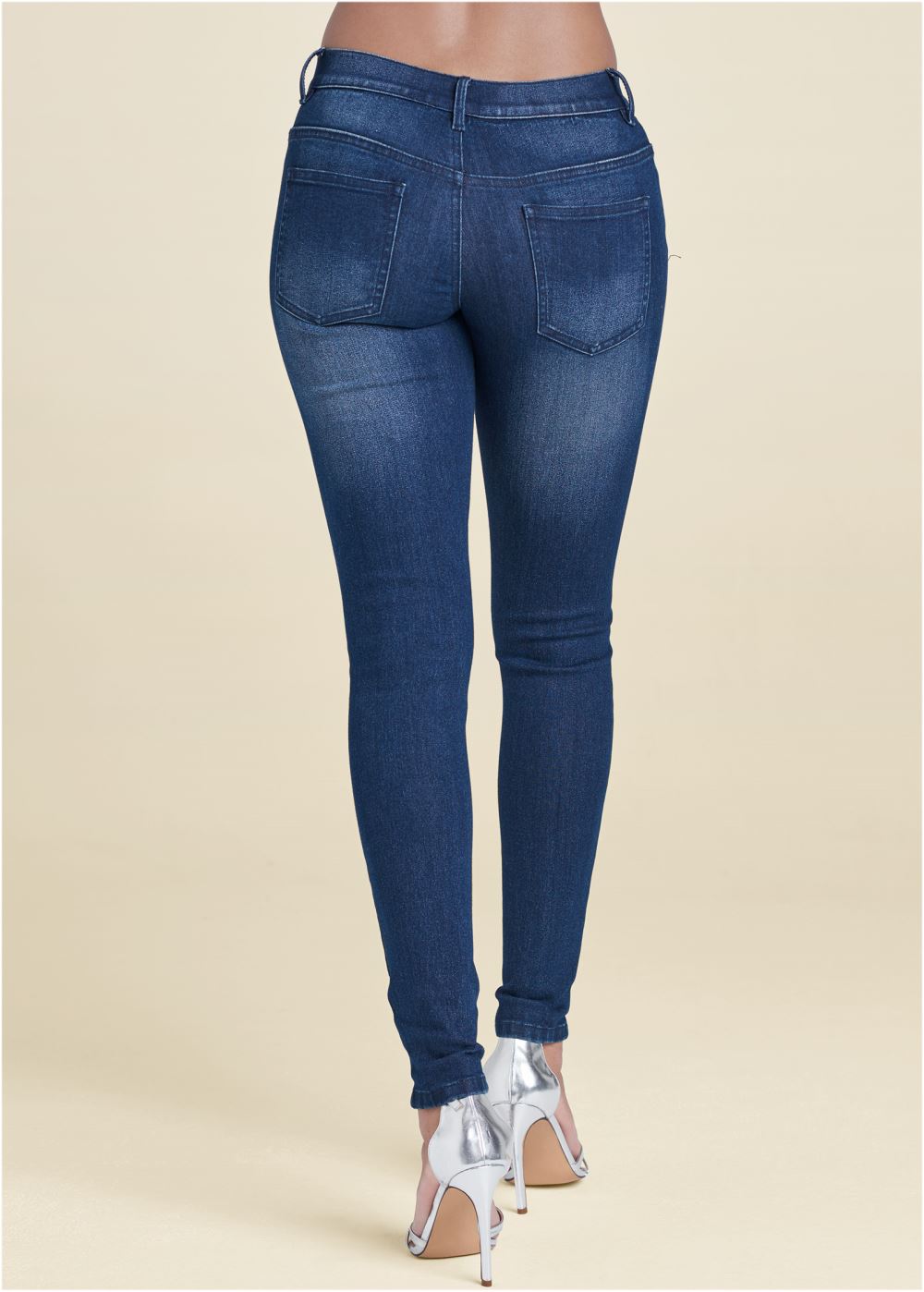 Venus Plus Size Ripped Skinny Jeans in Dark Wash