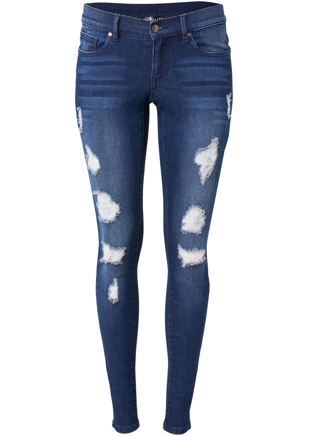 Venus Plus Size Ripped Skinny Jeans in Dark Wash