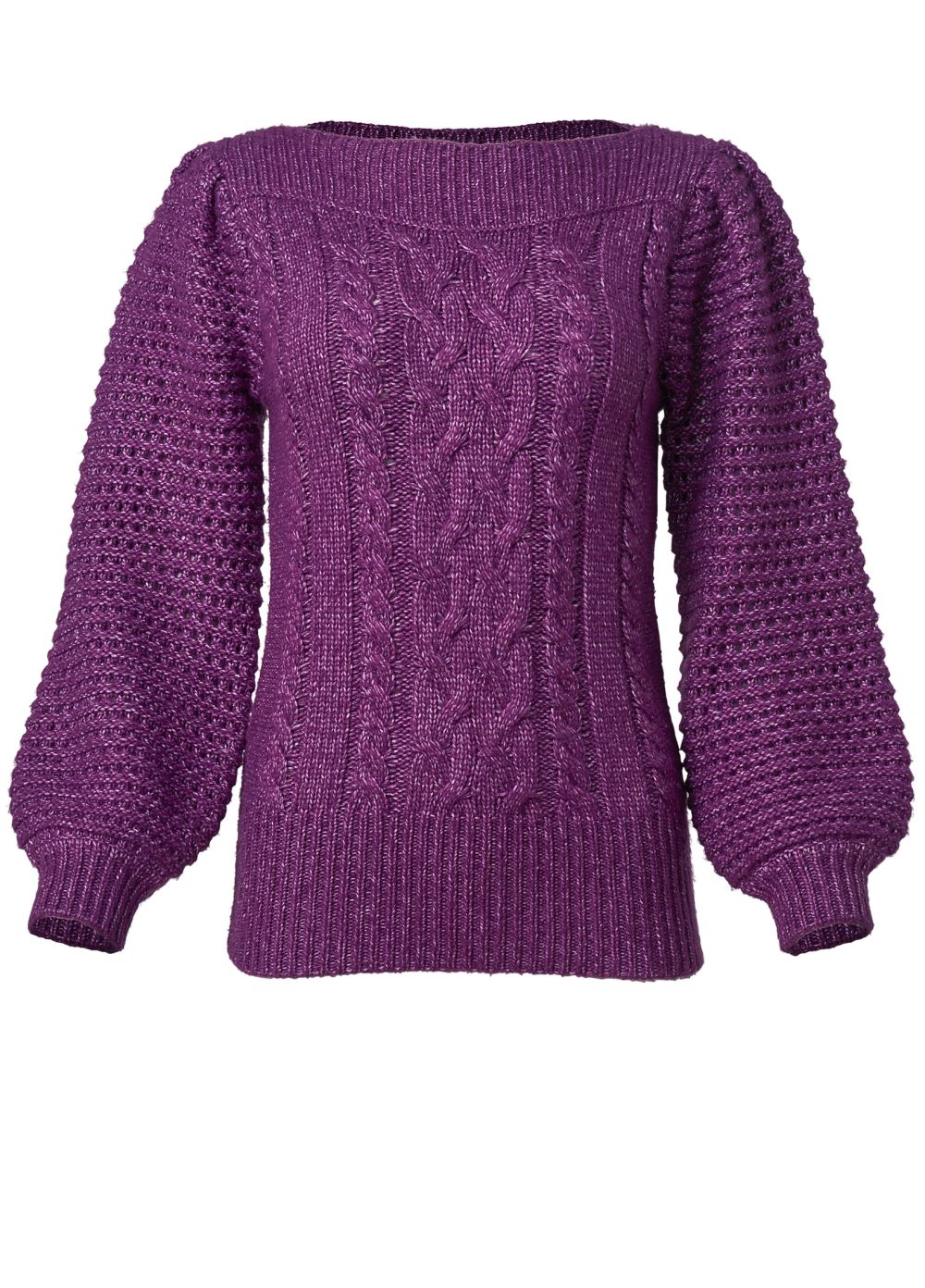 Venus Plus Size Cable Knit Sweater in Purple
