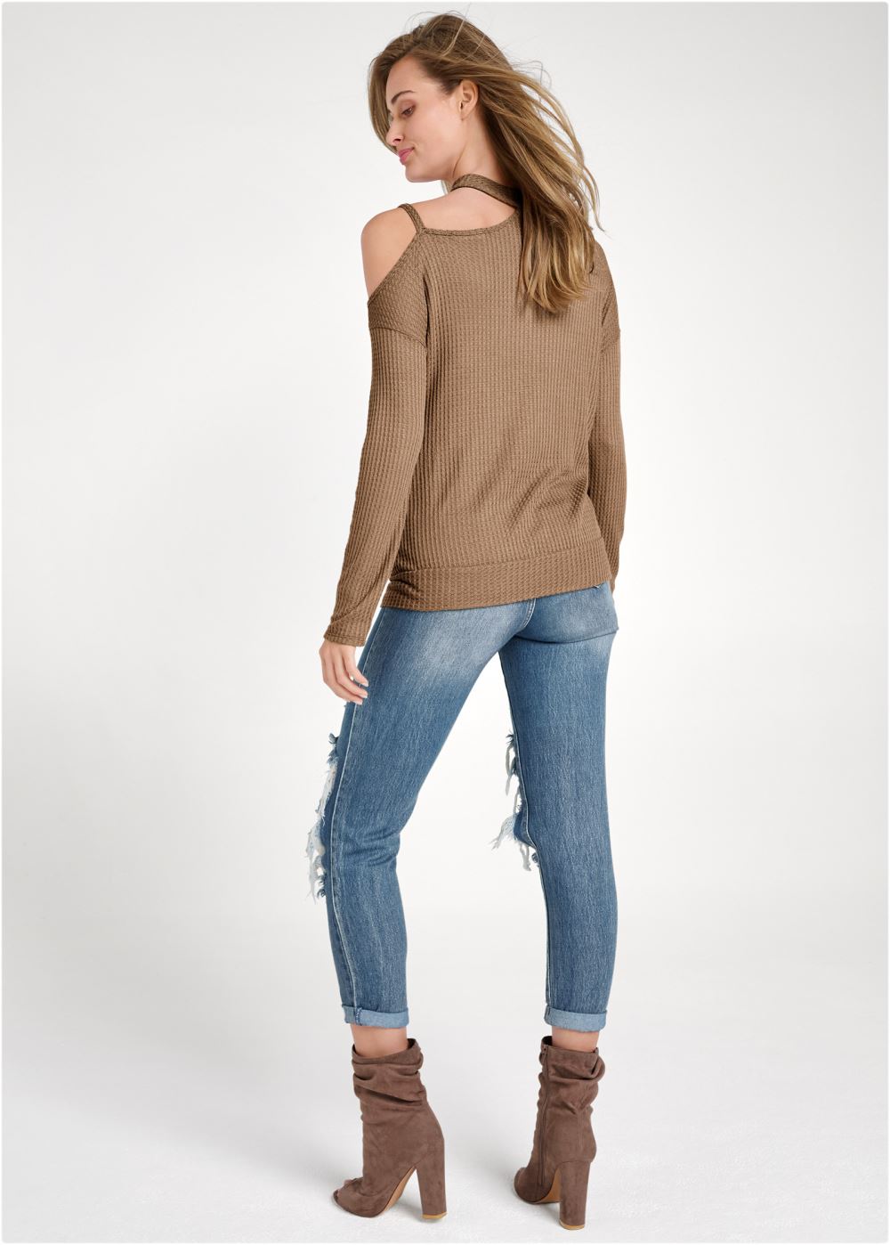 Venus Plus Size Chain Strap Waffle Knit Top
