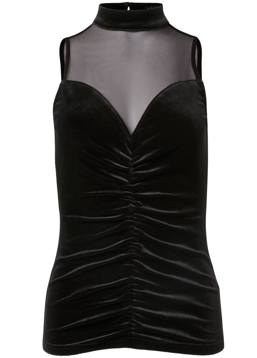 Venus Plus Size Velvet Mesh Mock-Neck Top