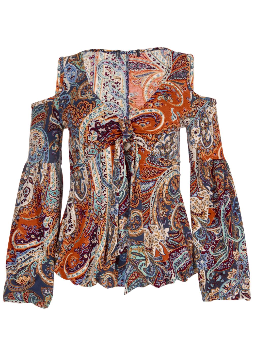 Venus Plus Size Cold-Shoulder Paisley Top