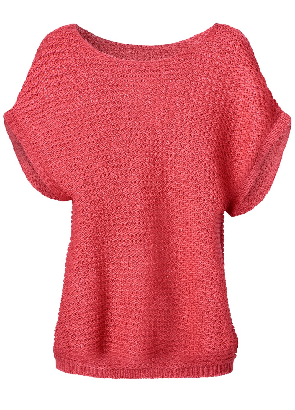 Venus Plus Size Open Knit Sweater in Coral