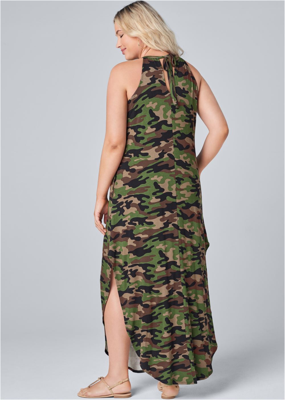 Venus Plus Size Tie Neck Maxi Dress