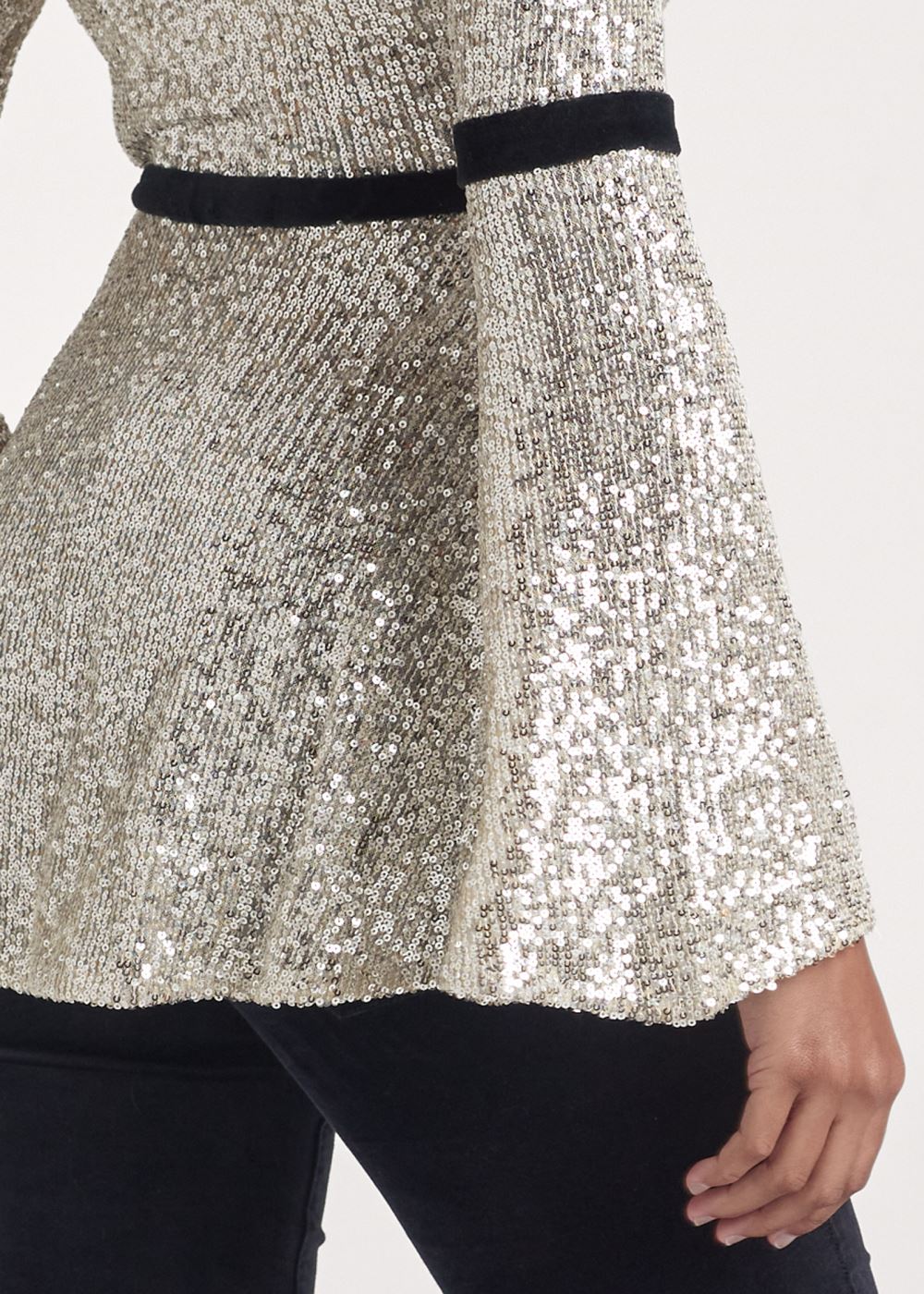Venus Plus Size Sequin Bell Sleeve Top