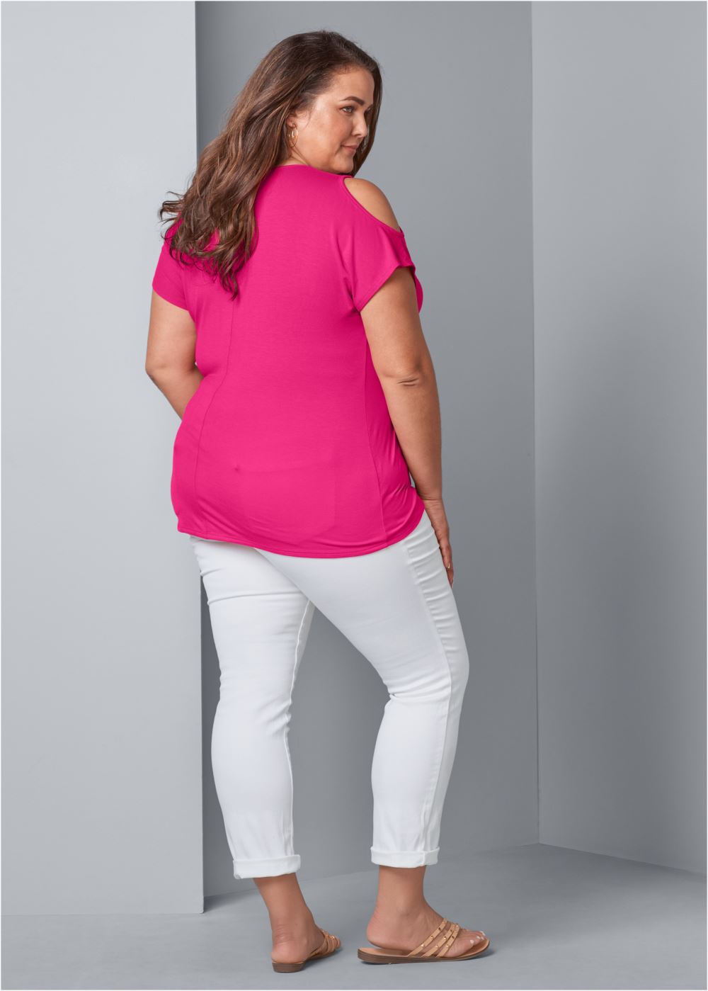 Venus Pink Strappy cold-shoulder top