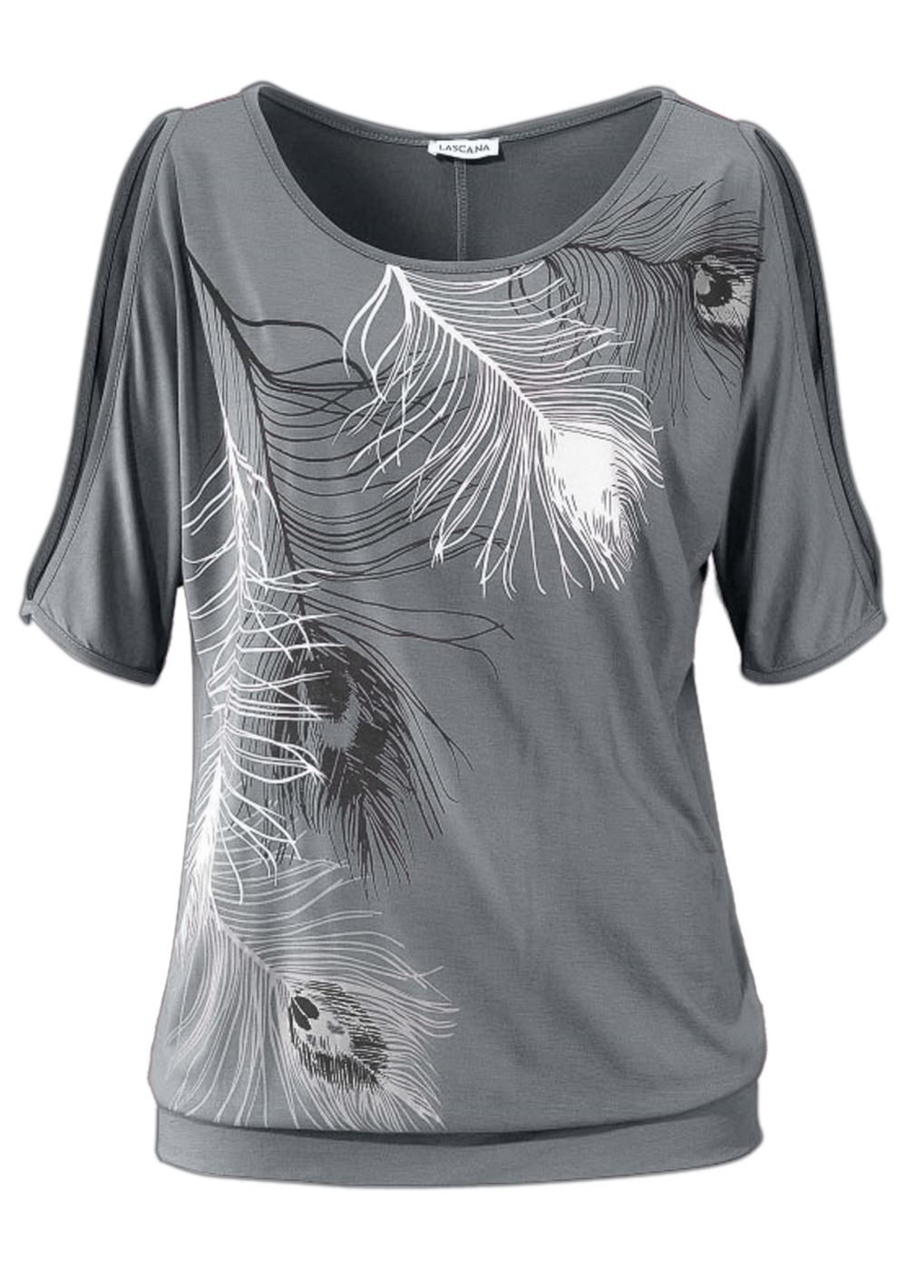 Venus Grey Feather cold-shoulder tee