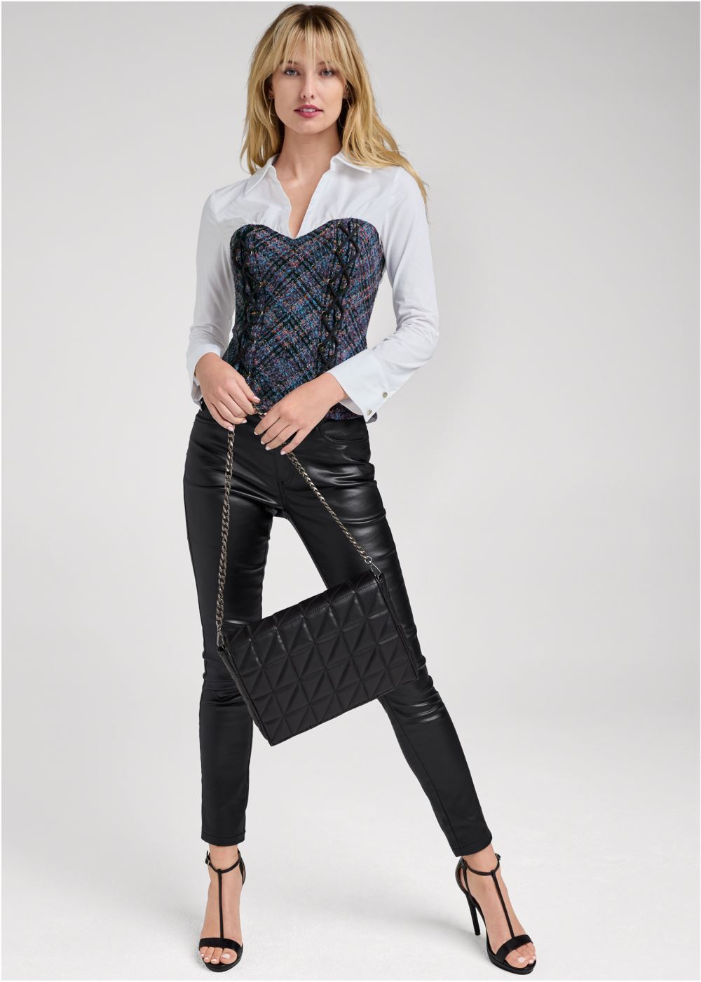 Venus Plus Size Layered Tweed Bustier Top