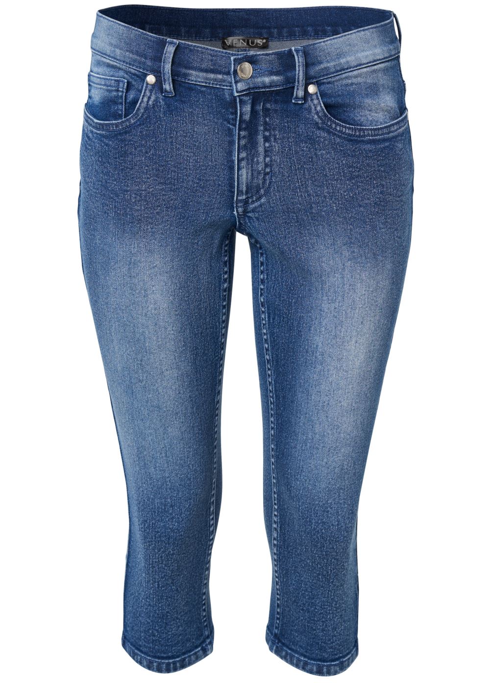 Venus Plus Size Capri Jeans in Medium Wash