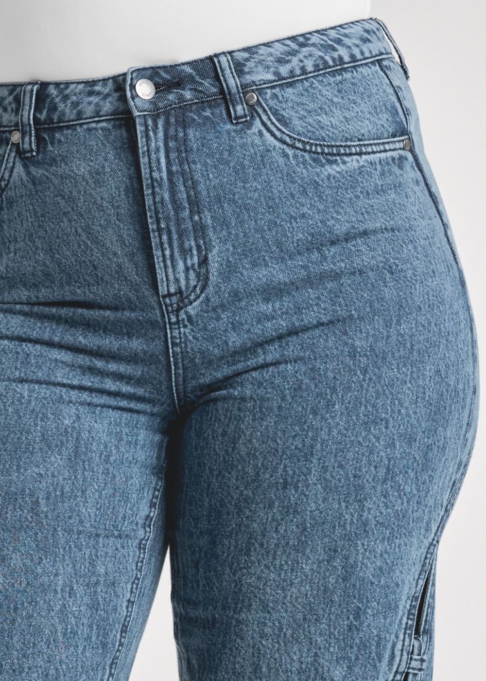 Venus Plus Size New Vintage Lace-Up Jeans in Dark Cool Wash