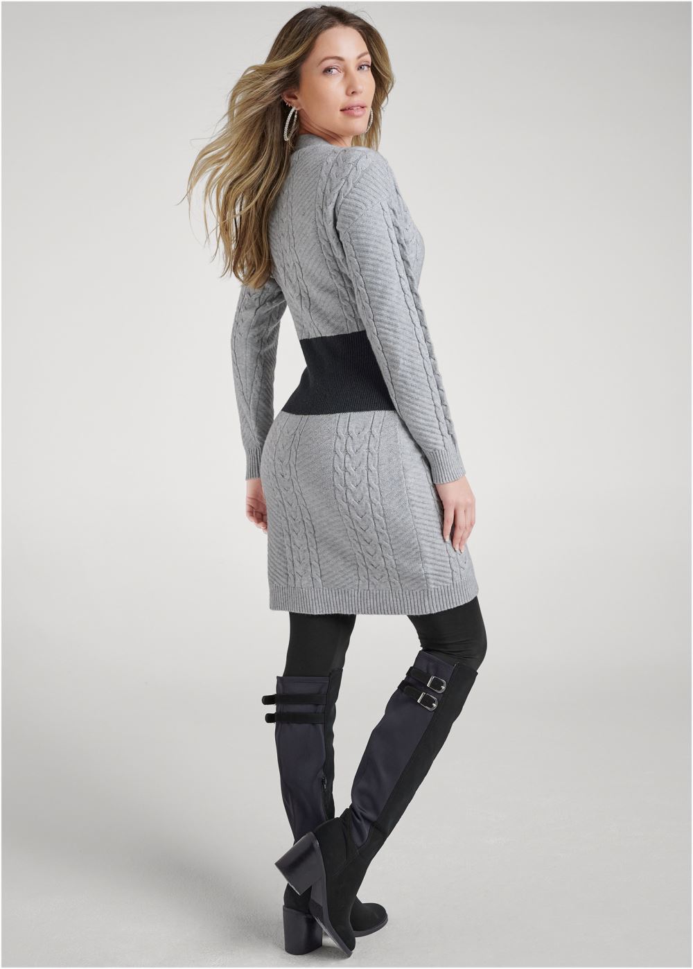 Venus Plus Size Colorblock Cardigan in Grey Multi