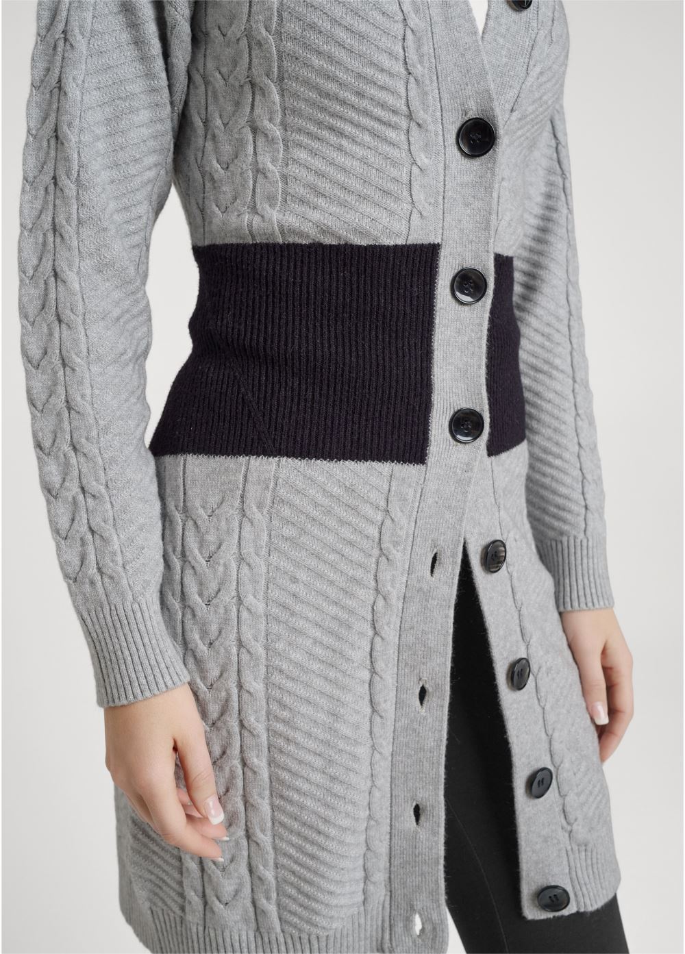 Venus Plus Size Colorblock Cardigan in Grey Multi
