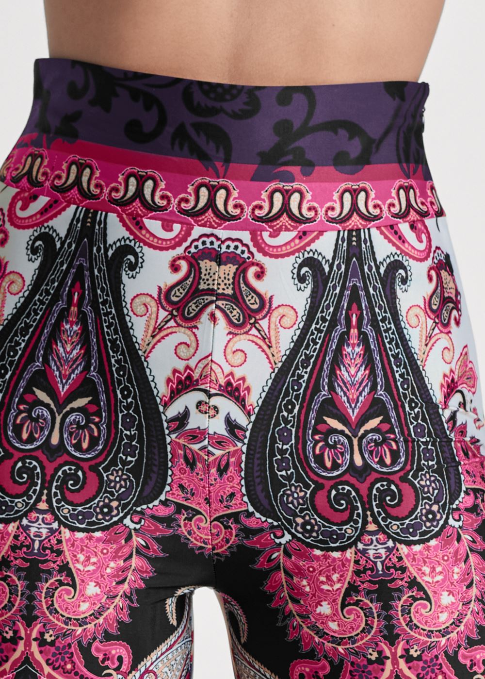 Venus Plus Size Wide Leg Paisley Print Pants in Pink Multi