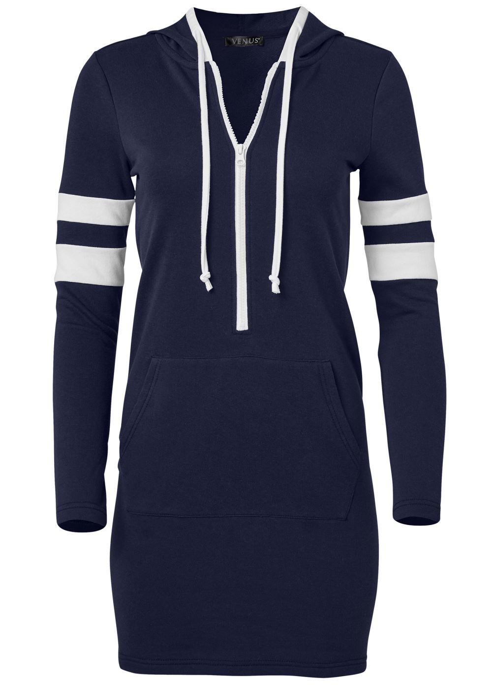 Venus Plus Size Striped Zipper Front Dress