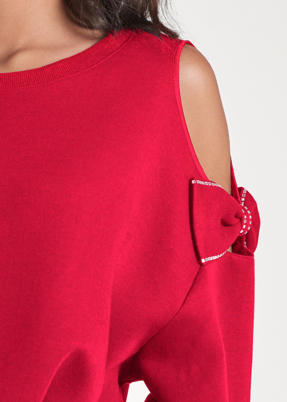 Venus Plus Size Bow Tie Sleeve Sweatshirt