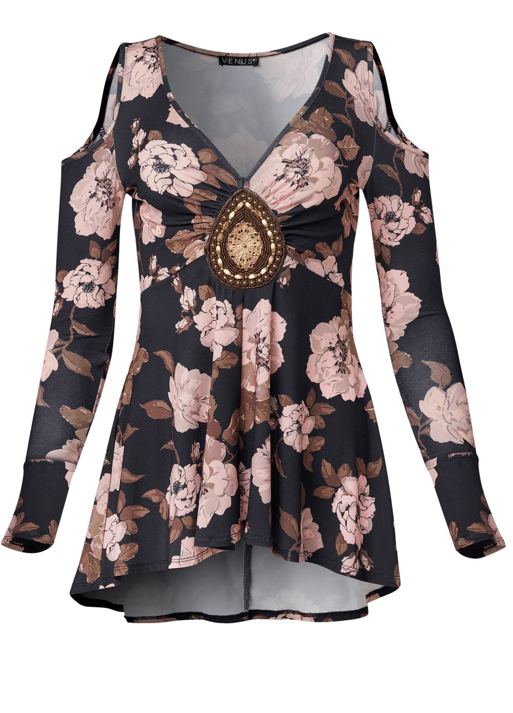 Venus Plus Size Floral Embellished Top