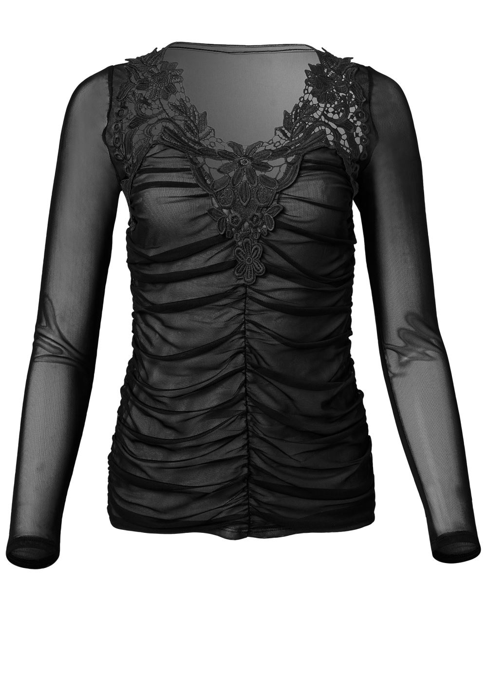 Venus Plus Size Ruched Lace Detail Top