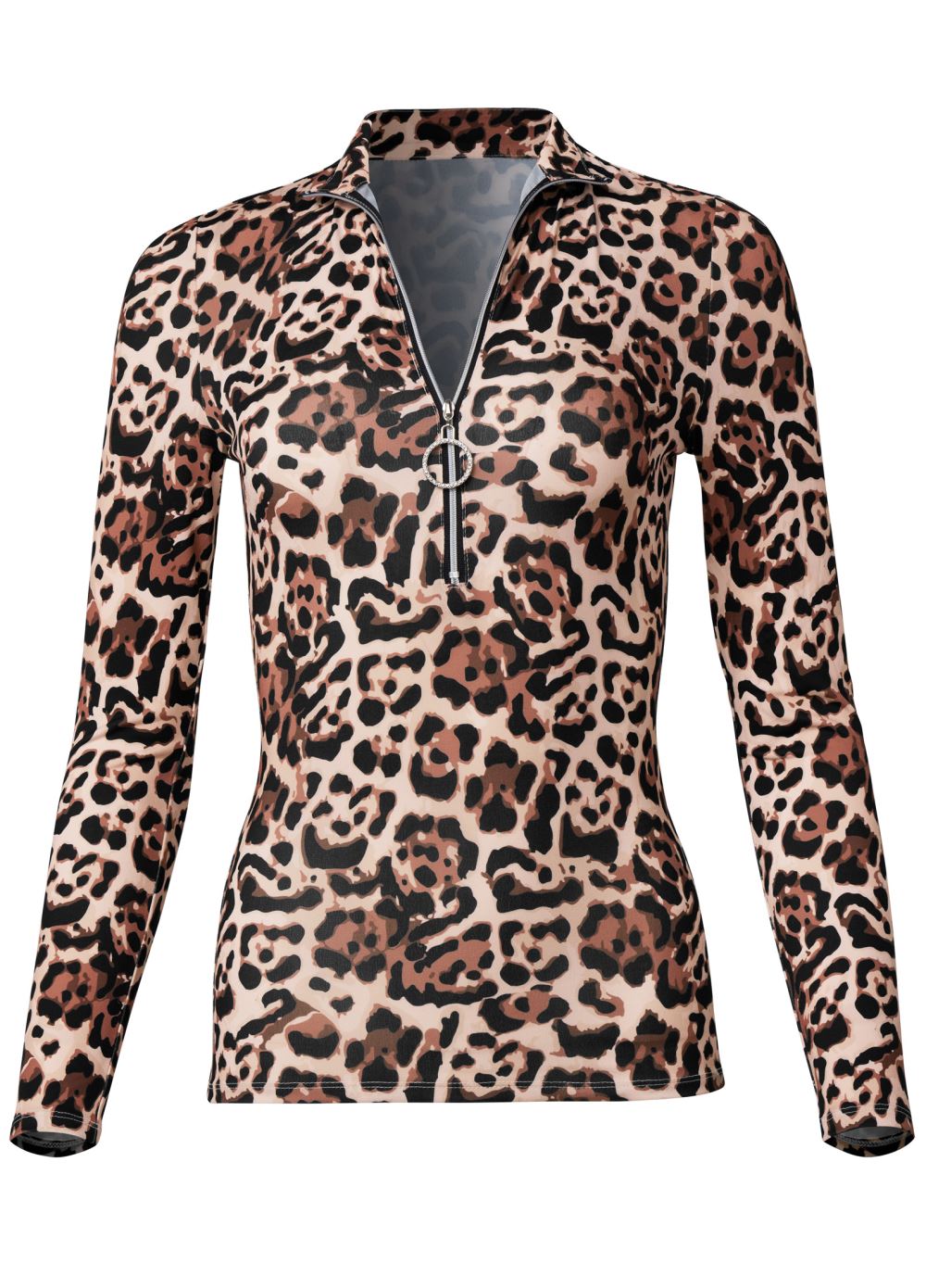Venus Plus Size Animal Print Half Zip Top