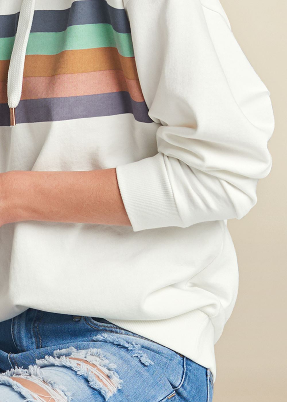 Venus Plus Size Striped Detail Sweatshirt
