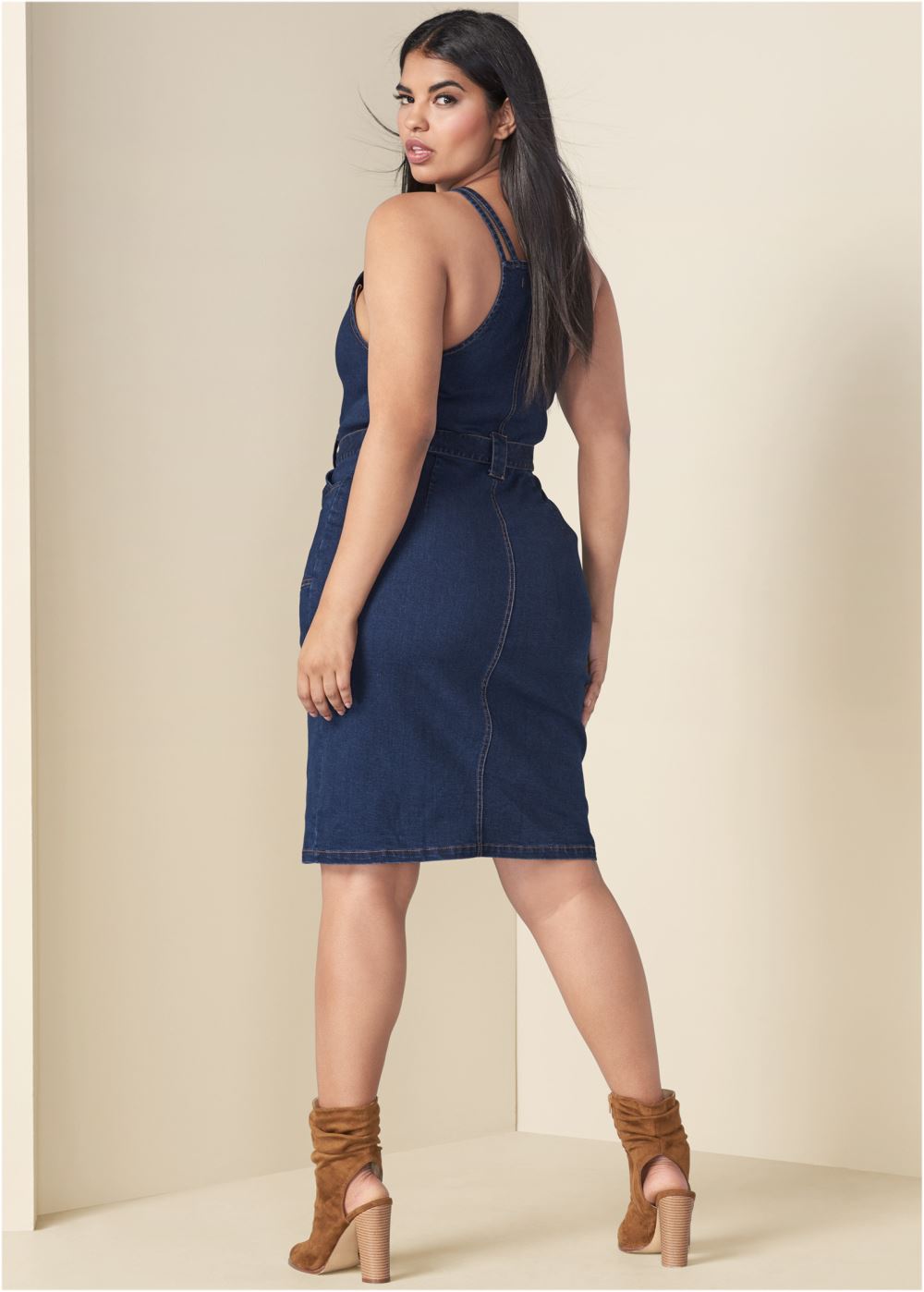 Venus Plus Size Denim Dress With Zipper