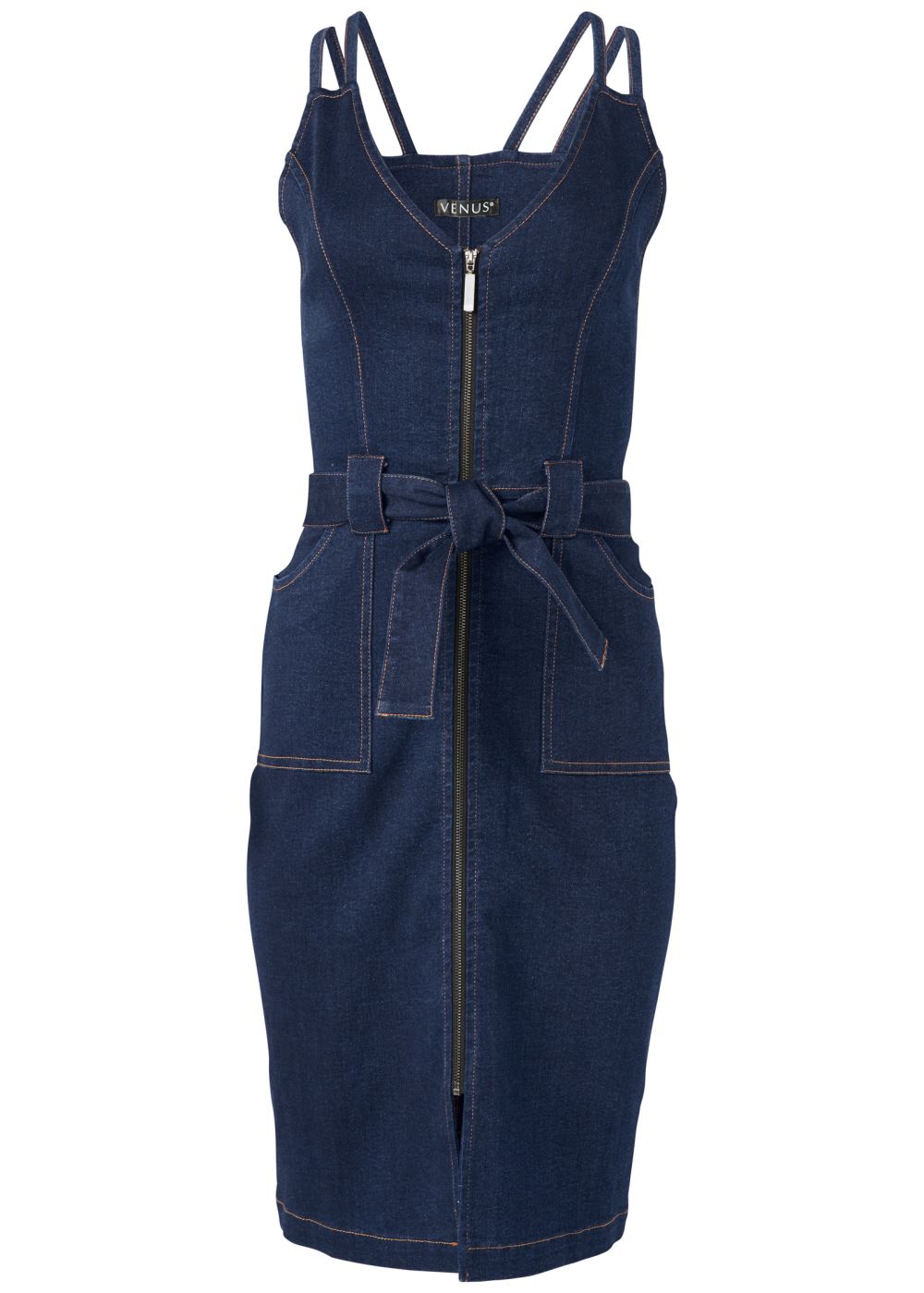Venus Plus Size Denim Dress With Zipper
