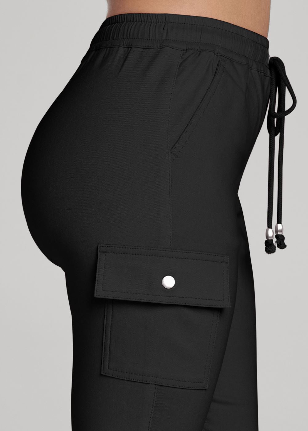 Venus Black CASUAL PULL-ON CARGO PANTS