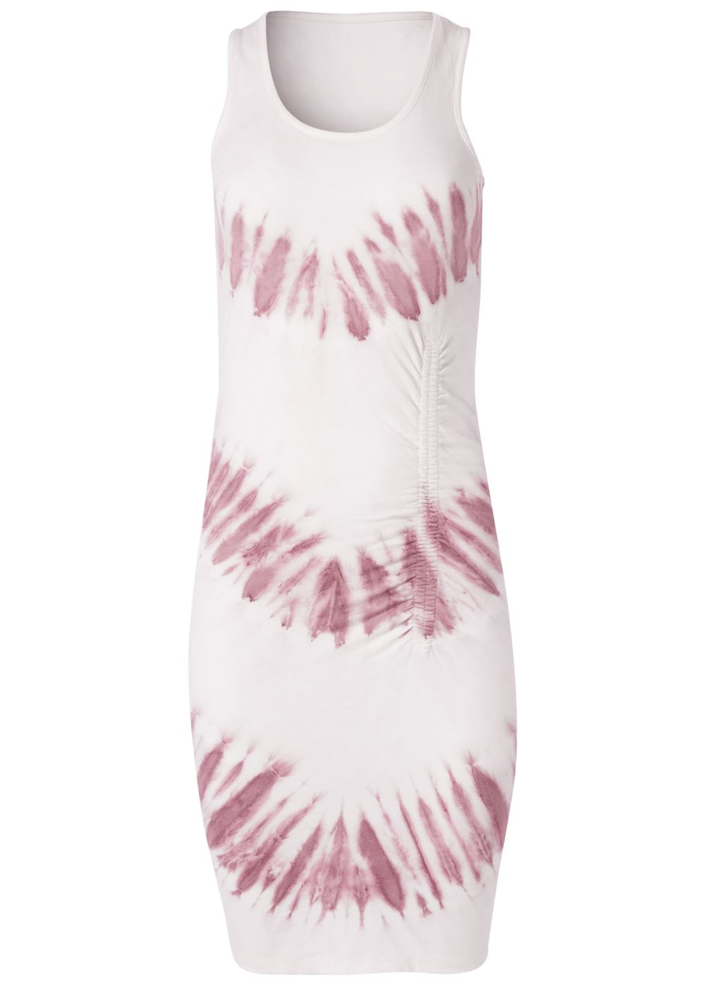 Venus Plus Size Tie Dye Ruched Lounge Dress in White & Purple