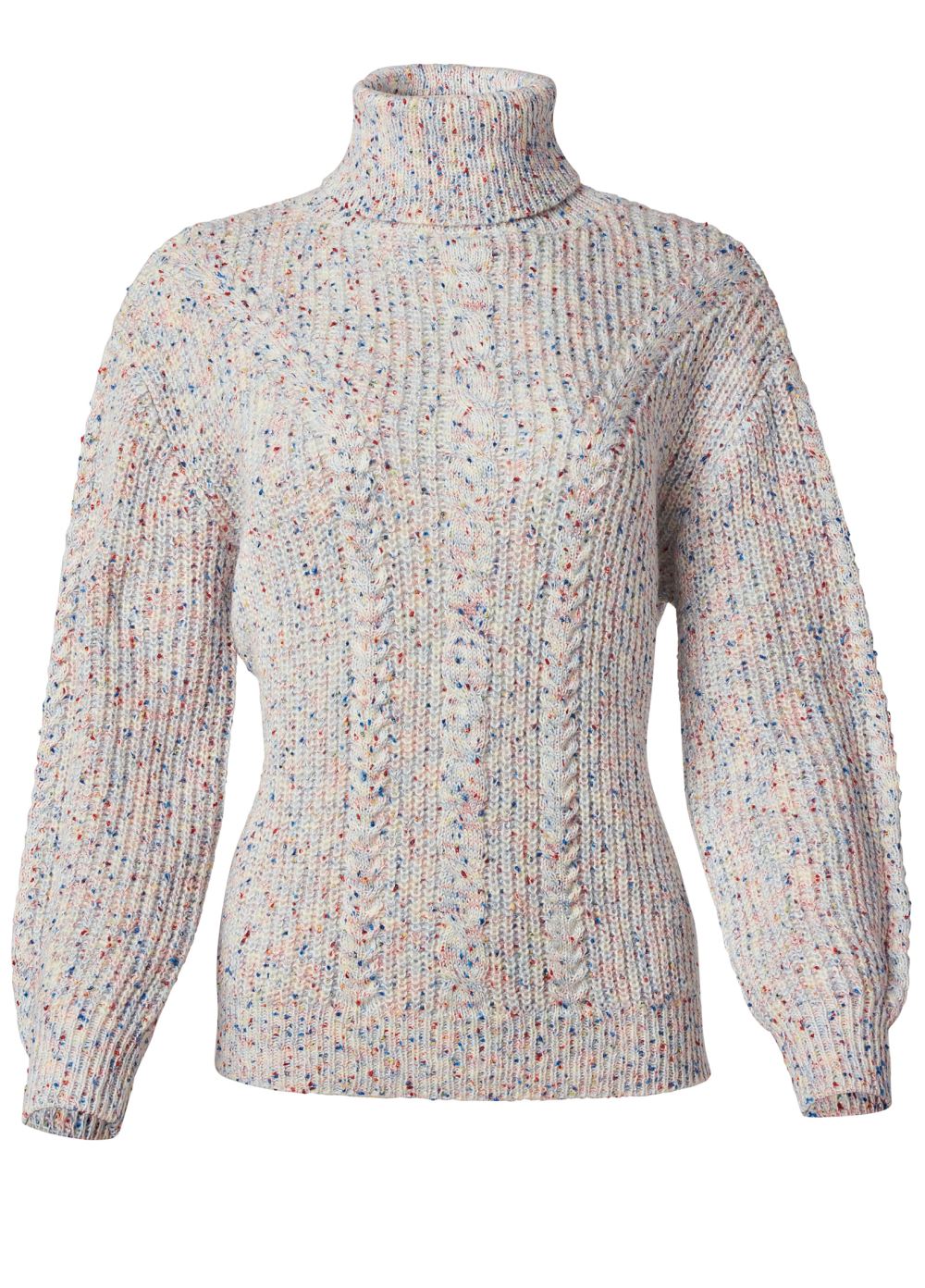 Venus White Multi POPCORN CABLE KNIT SWEATER