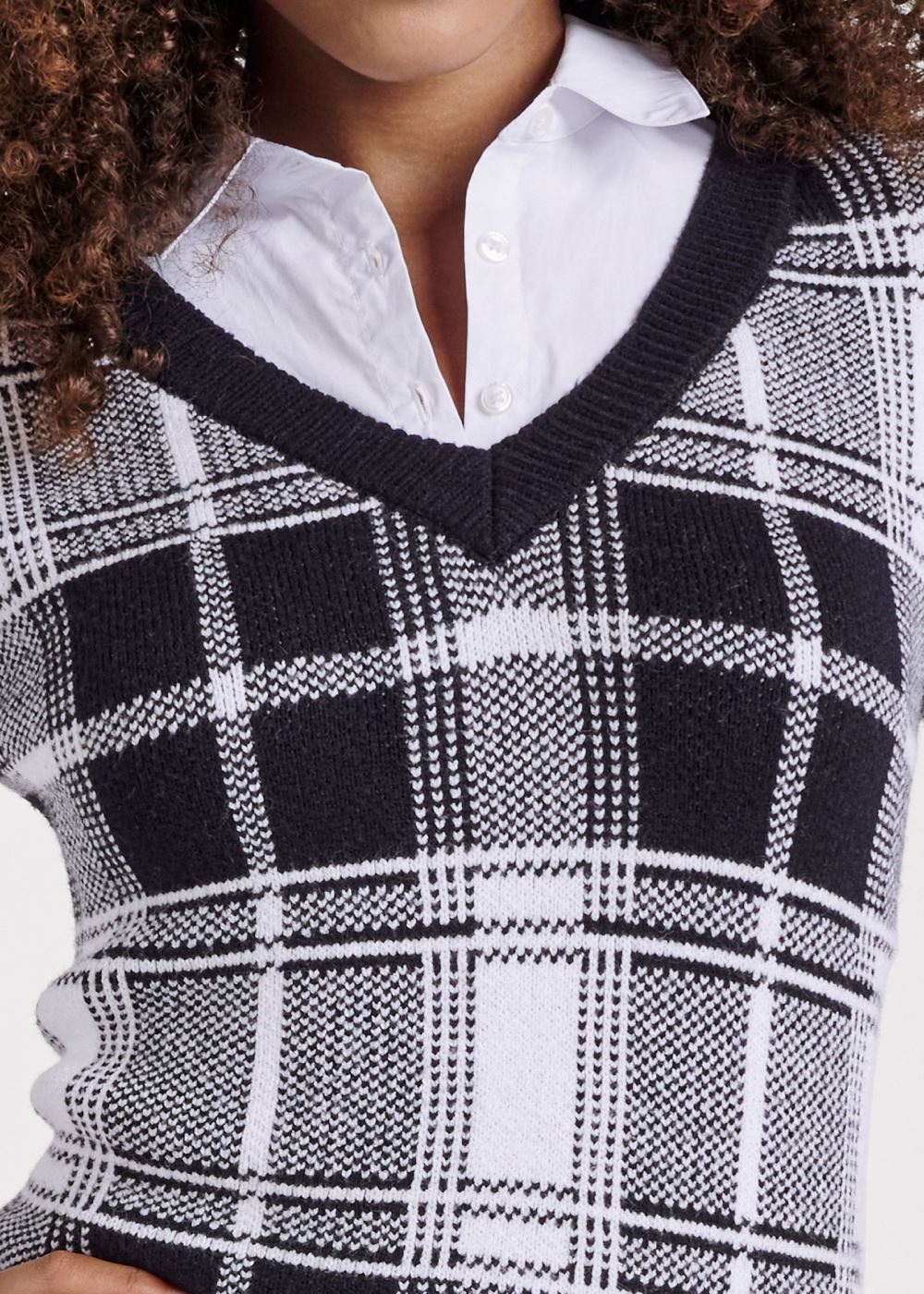 Venus Plus Size Plaid Layered Sweater Dress