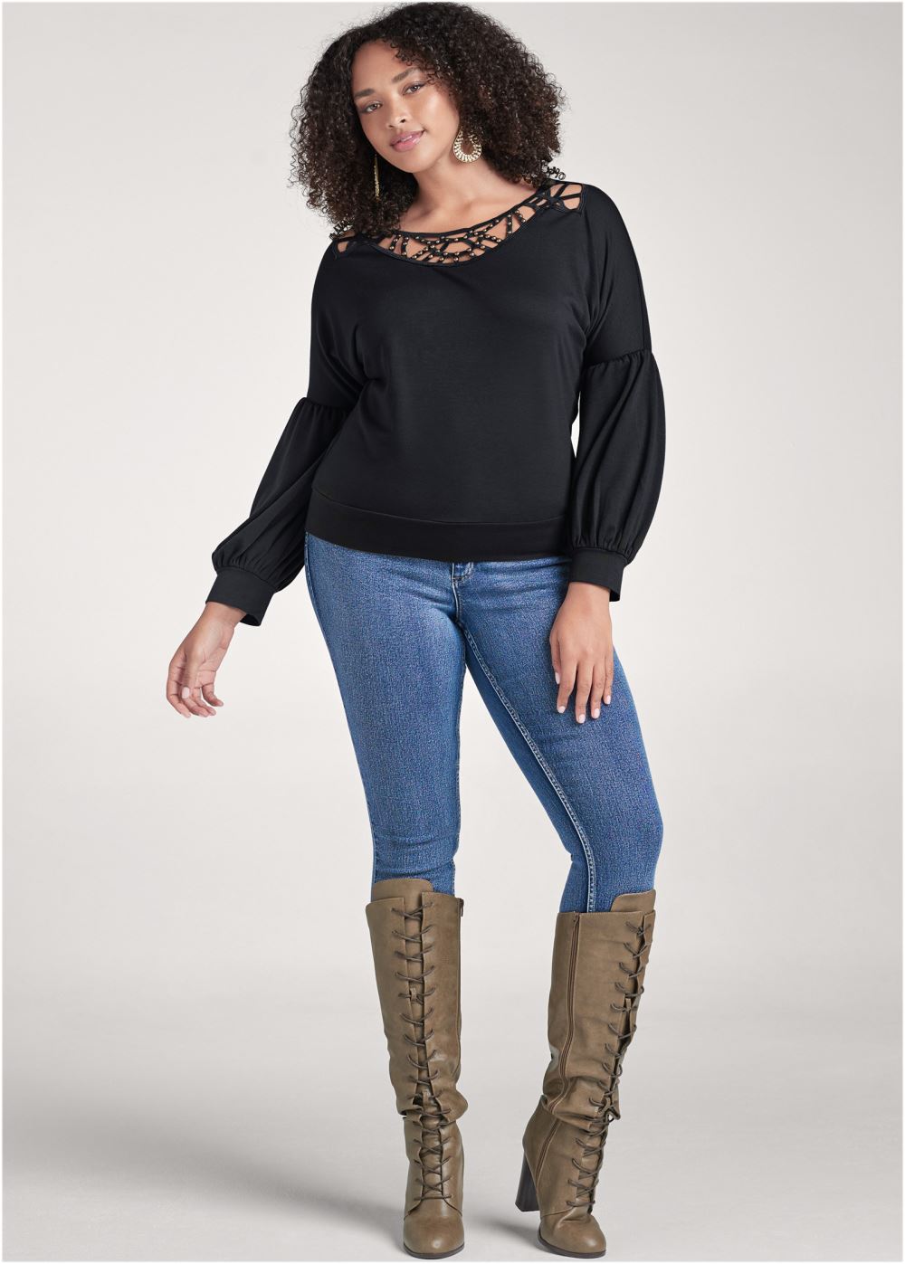 Venus Plus Size Strappy Detail Sweatshirt