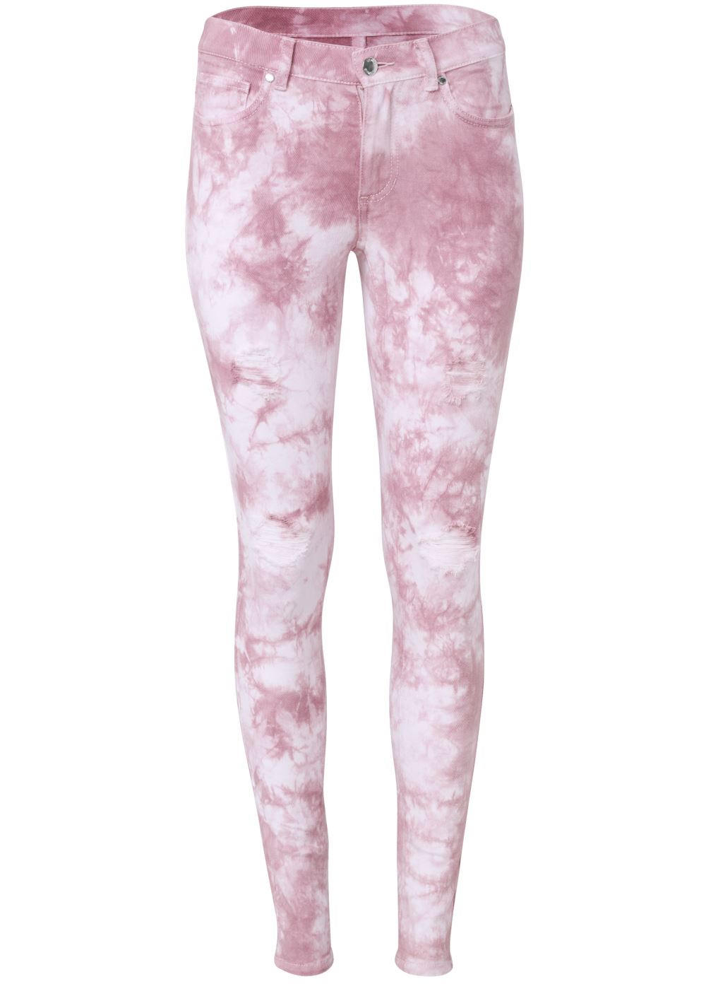 Venus Plus Size Ripped Tie Dye Skinny Jeans in Pink Multi