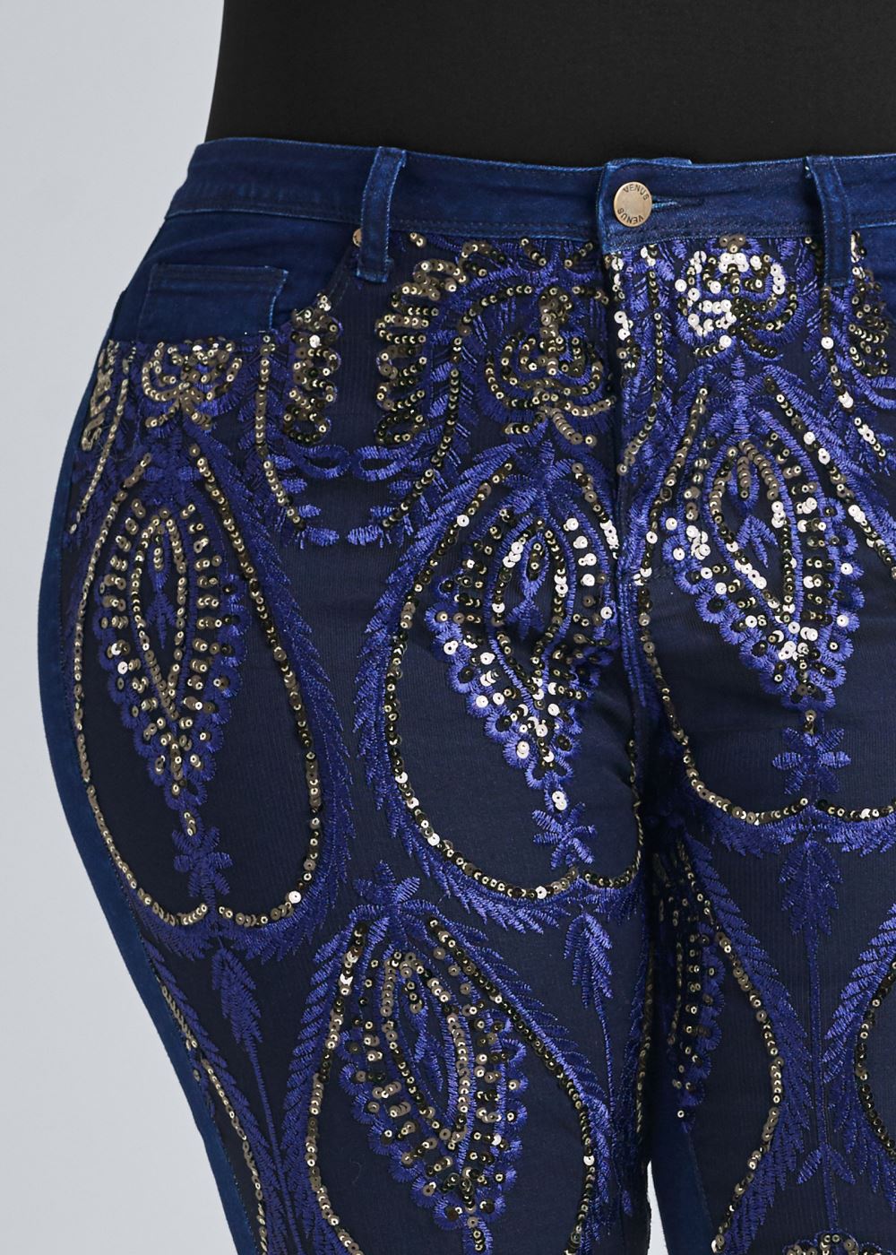 Venus Plus Size Beaded Skinny Jeans in Indigo Blue