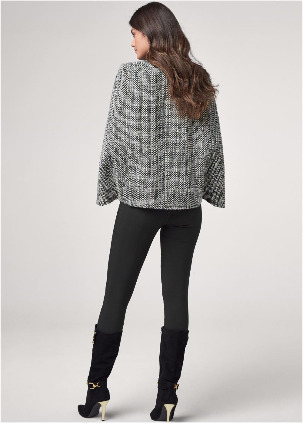 Venus Tweed Cape With Lurex in Black Multi