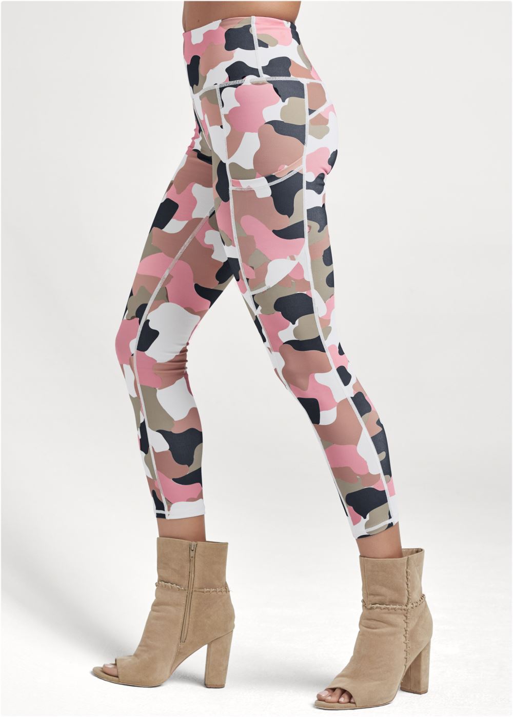 Venus Brown Multi Pocket Capri Active Leggings
