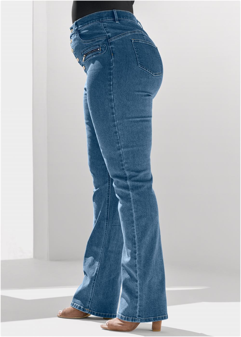 Venus Medium Wash BUTTON FLY RELAXED LEG JEANS