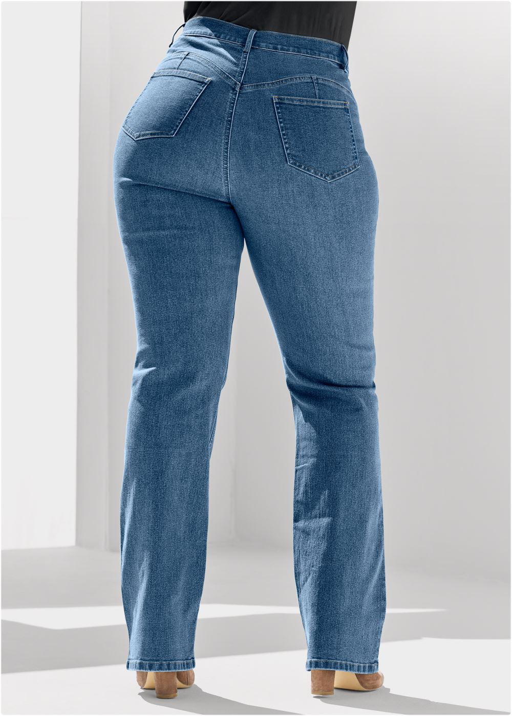 Venus Medium Wash BUTTON FLY RELAXED LEG JEANS