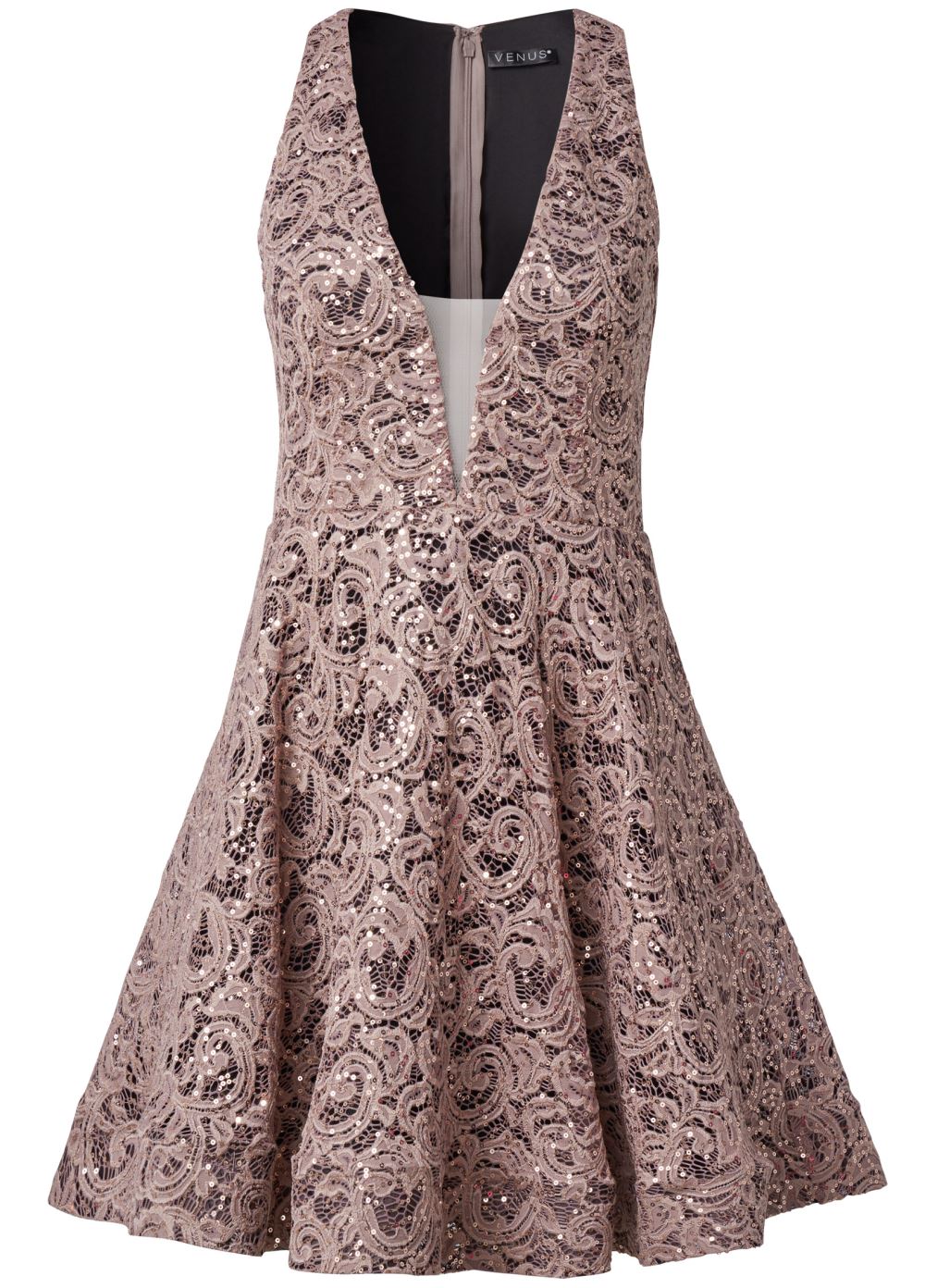 Venus Plus Size Sequin Lace A-Line Dress