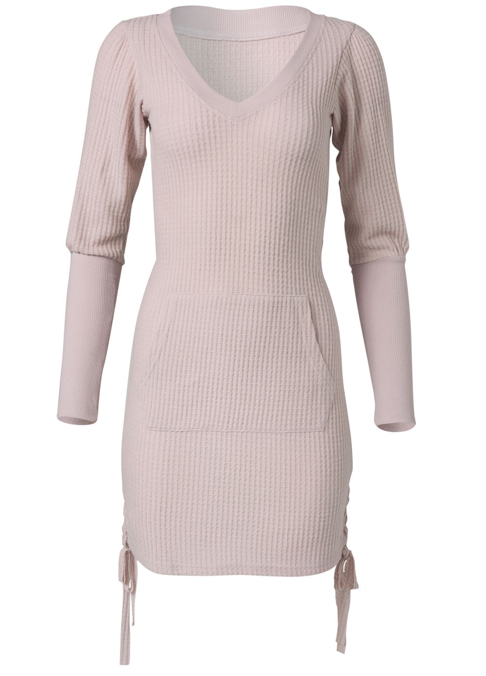 Venus Plus Size Brushed Waffle Knit Dress in Pink