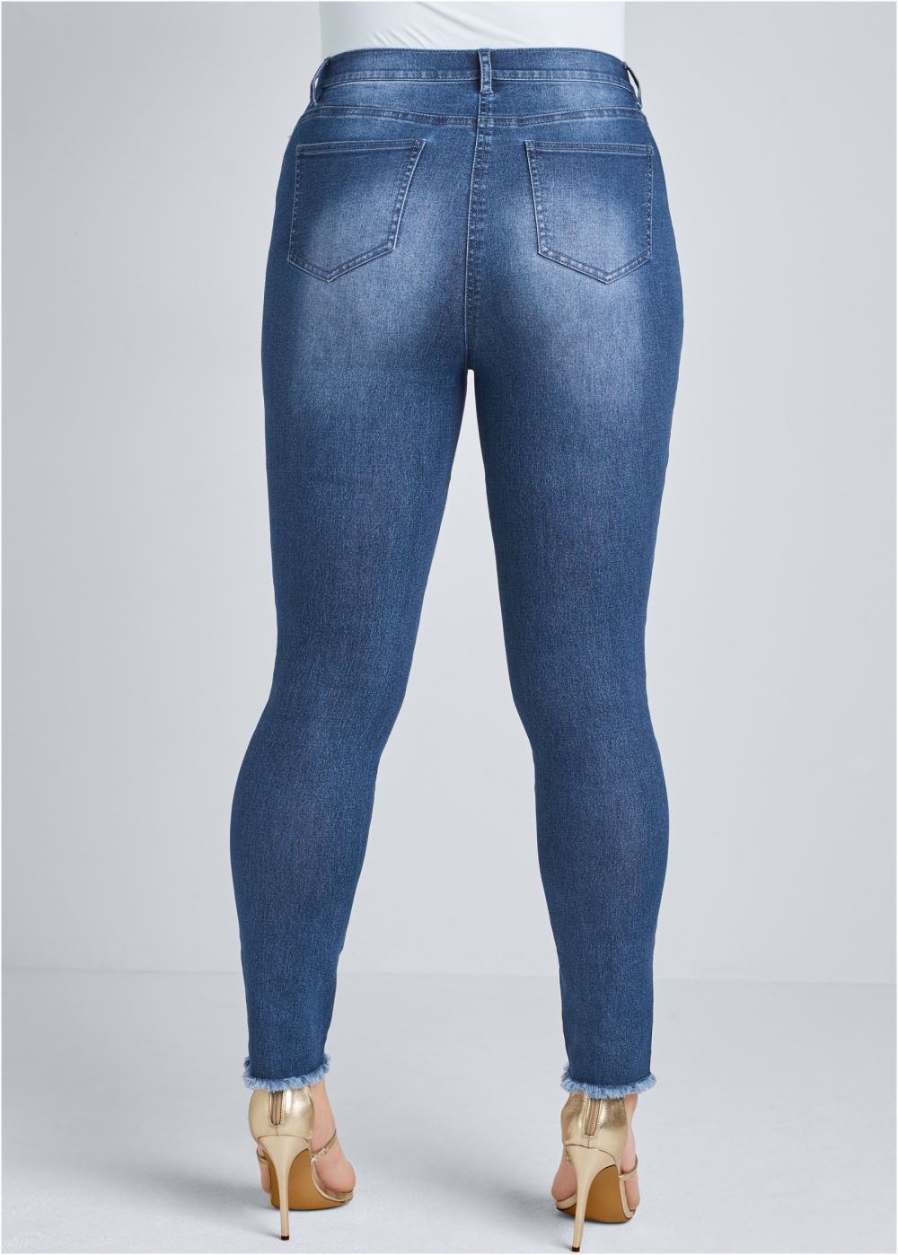 Venus Medium Wash BUTTON DETAIL SKINNY JEANS