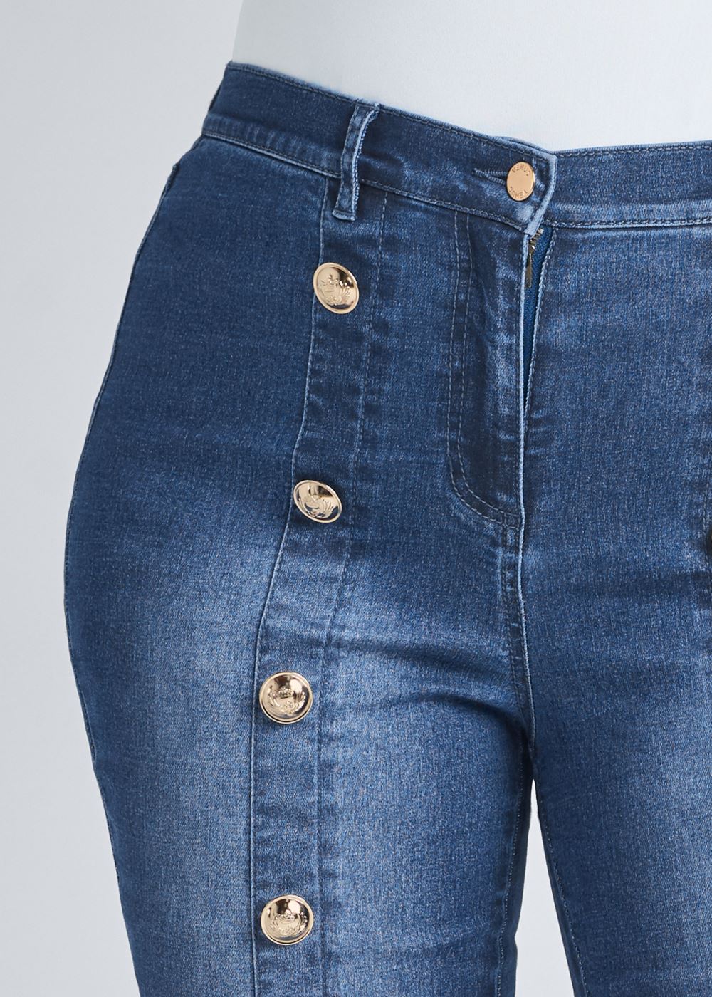 Venus Medium Wash BUTTON DETAIL SKINNY JEANS