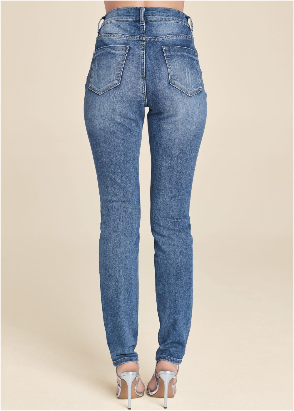 Venus Plus Size Heart Patch Jeans in Medium Wash