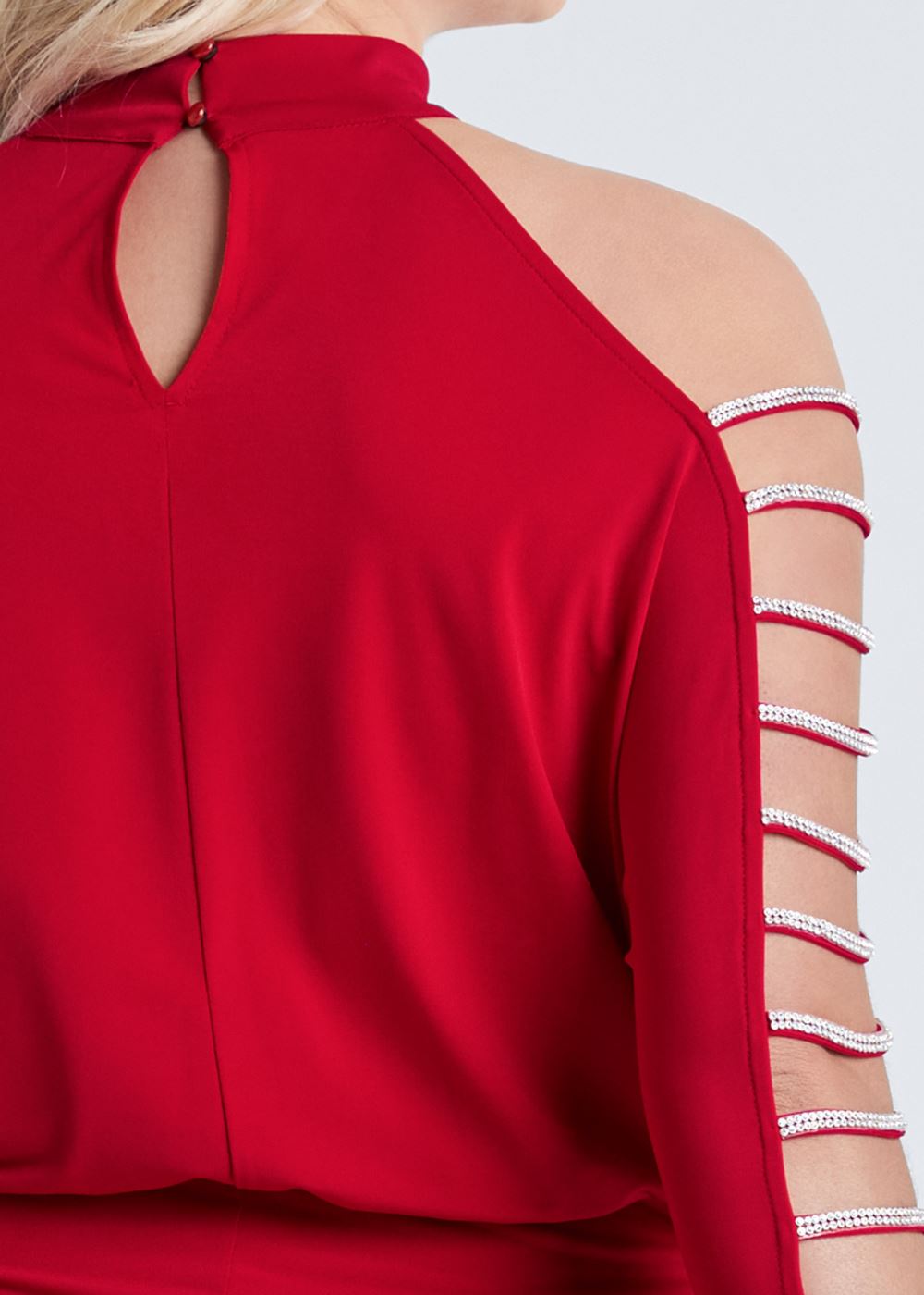 Venus Plus Size Embellished Cold-Shoulder Dress