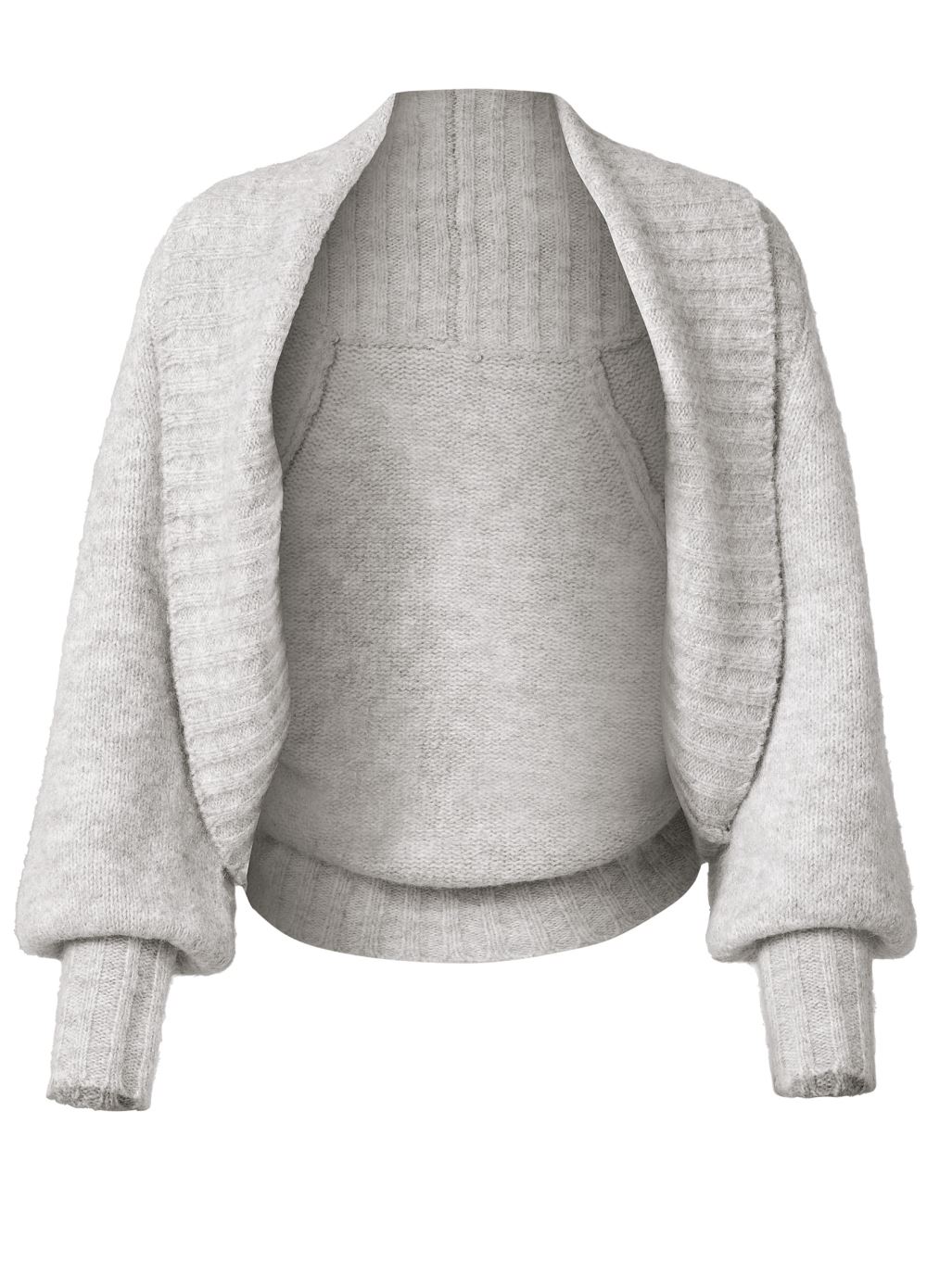 Venus Heather Grey RIBBED KNIT SHRUG